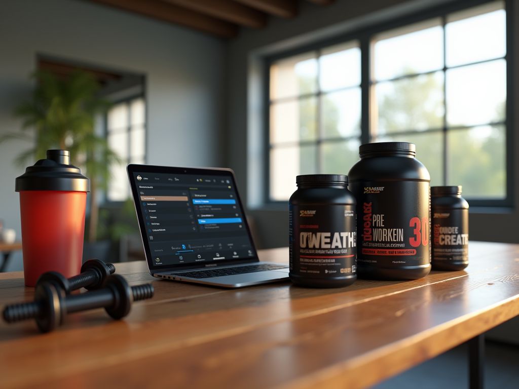 Pila Eficaz De Suplementos Para Una Rutina De Ejercicios En Casa